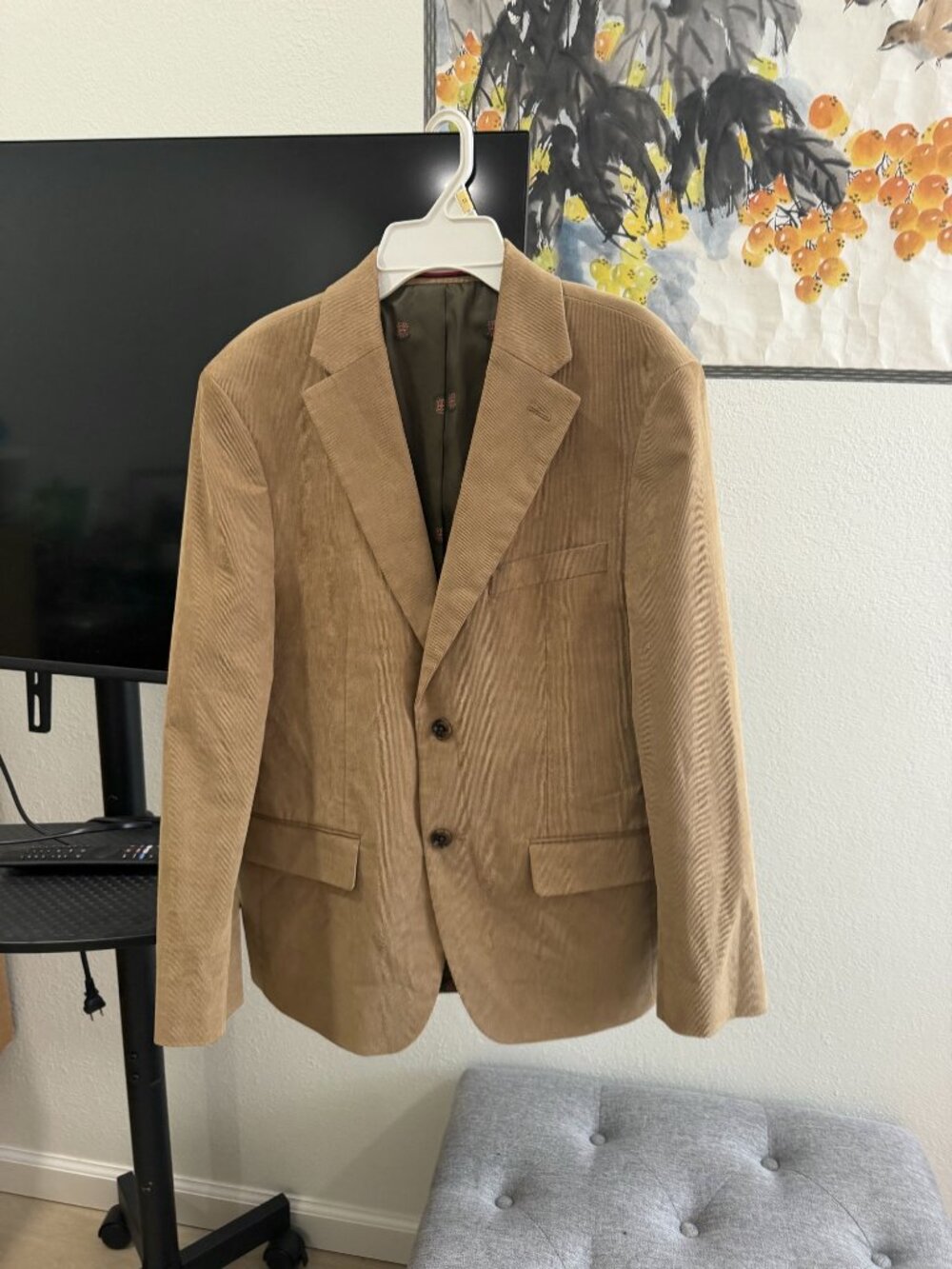 Tommy Hilfiger Modern Fit Corduroy Sport Coat Blazer Mens 36R Khaki Tan